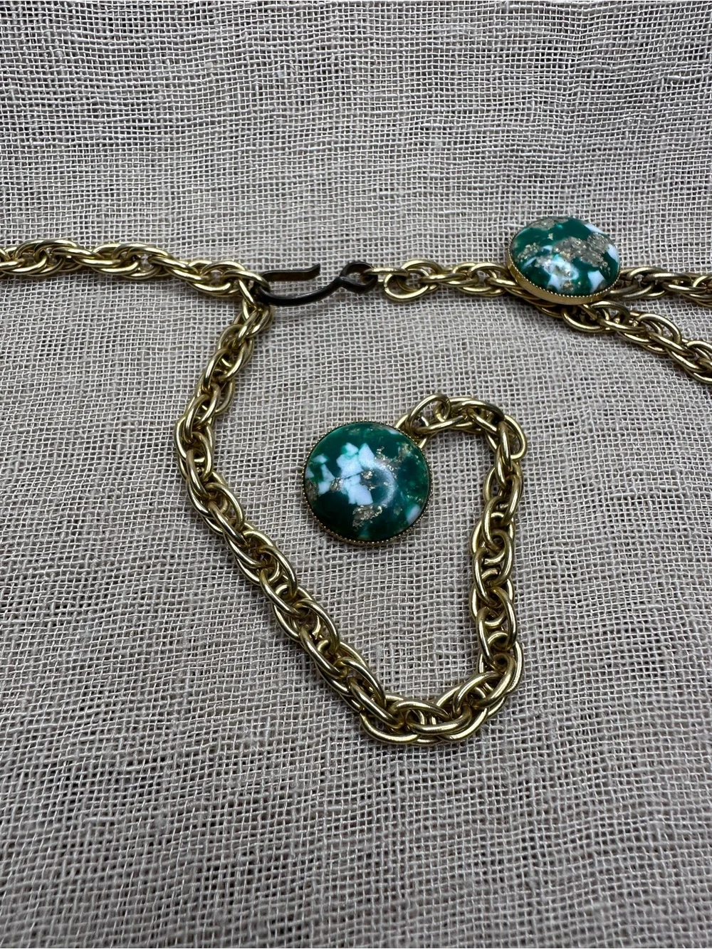 Vintage 60s 70s Confetti Cabochon Chain Belt